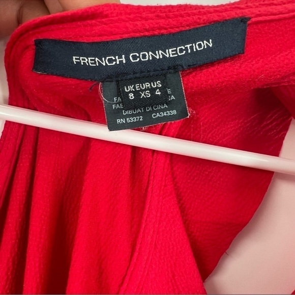 French Connection red cold shoulder dress ruffles faux wrap size 4 - Picture 8 of 13